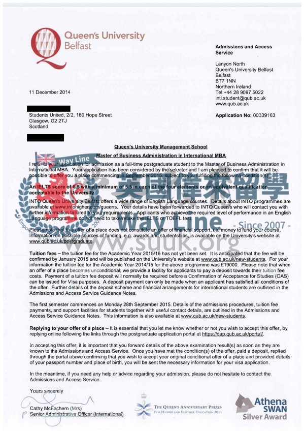 英國貝爾法斯特女王大學國際金融碩士