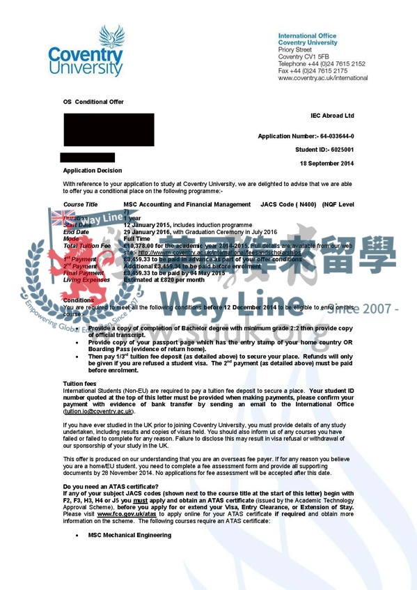 英國考文垂大學會計與財務管理碩士