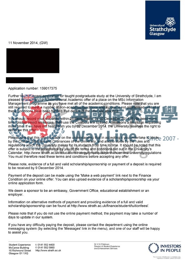 英國斯特拉斯克萊德大學信息管理碩士