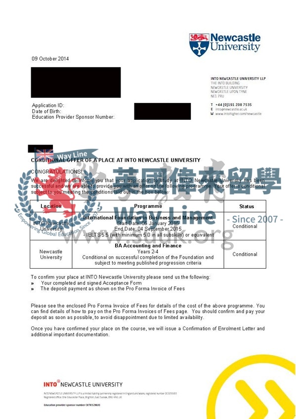 英國牛紐卡斯爾大學會計與金融碩士