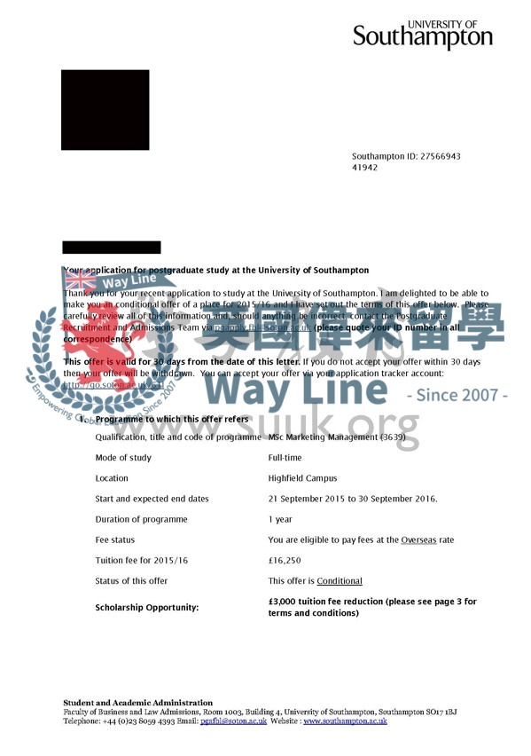 英國南安普頓大學營銷管理碩士