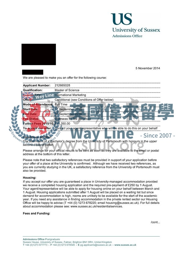 英國蘇塞克斯大學國際市場營銷碩士