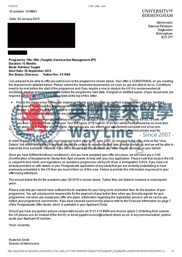 英國伯明翰大學土木工程與管理碩士