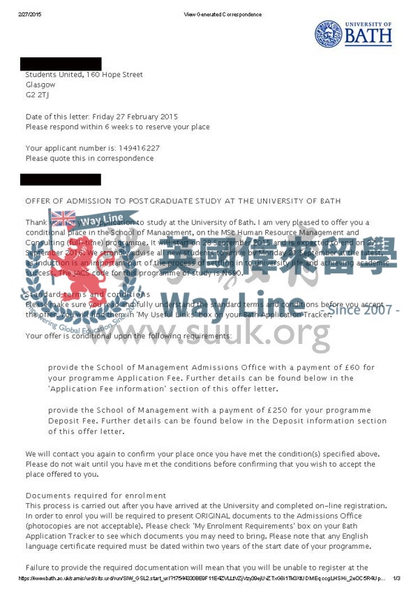 英國巴斯大學人力資源管理與諮詢碩士