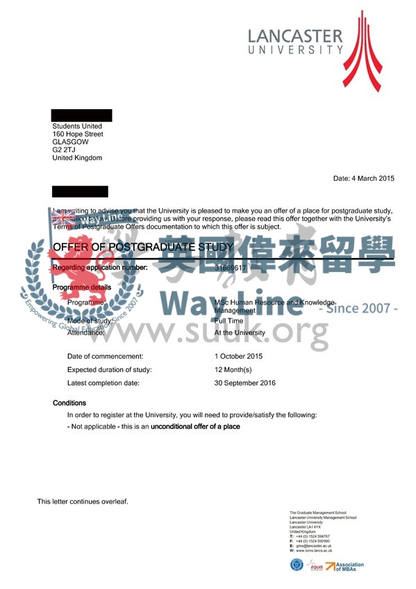 英國蘭卡斯特大學人力資源與知識管理碩士