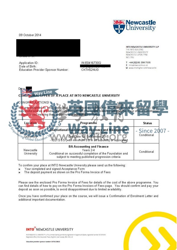 英國紐卡斯爾大學會計金融專業