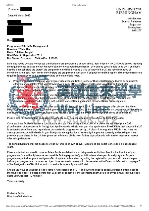 英國伯明翰大學管理碩士