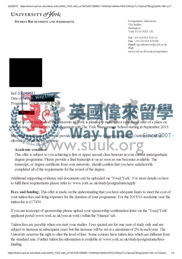 英國約克大學管理碩士