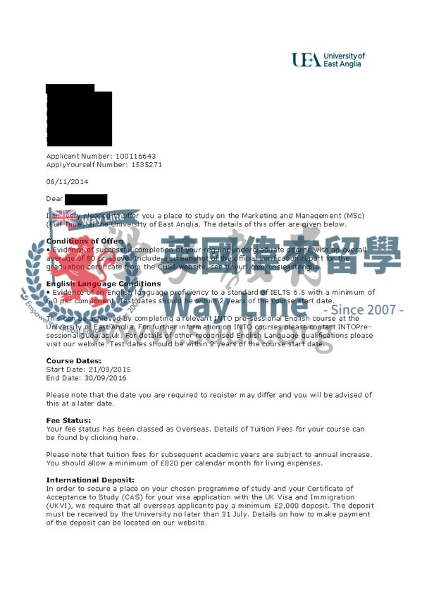 英國東英格利亞大學營銷管理碩士