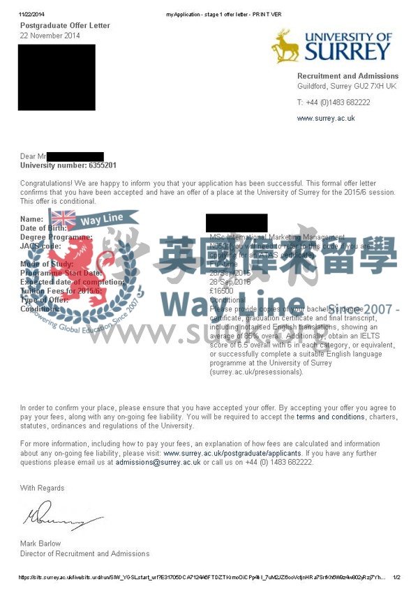 英國薩里大學國際營銷管理碩士