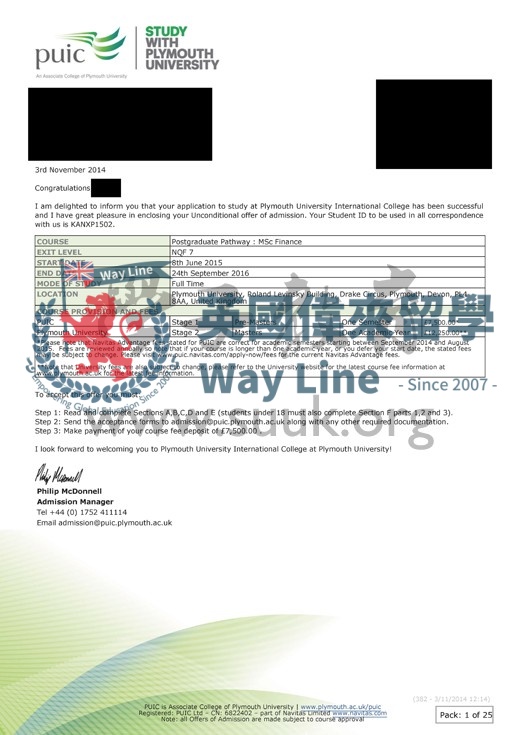 英國普利茅斯大學工商管理碩士