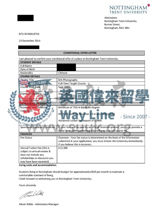 英國諾丁漢特倫大學攝影碩士