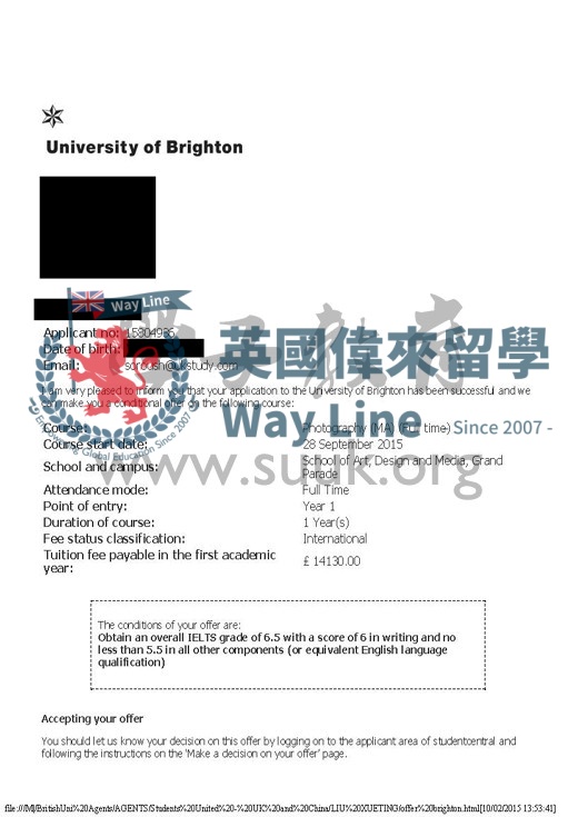 英國布萊頓大學攝影碩士
