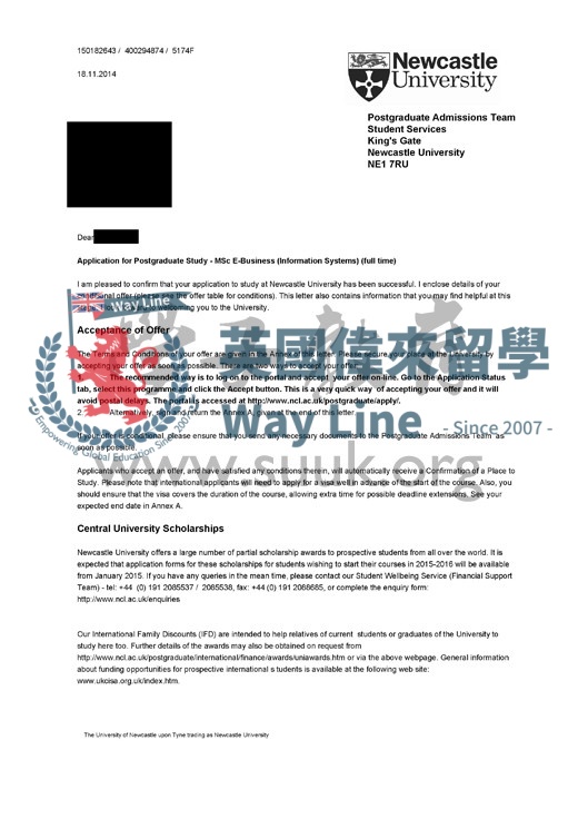 英國紐卡斯爾大學電子商務（信息管理）碩士