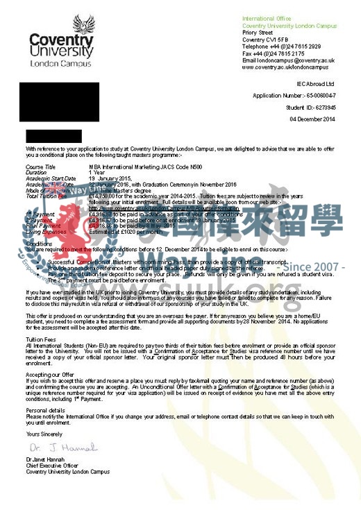 英國考文垂大學國際市場營銷工商管理碩士