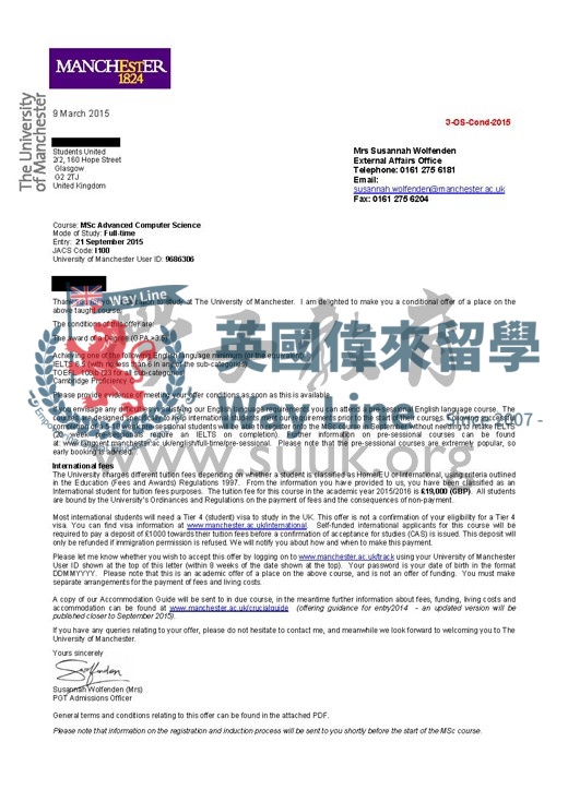 英國曼徹斯特大學高級計算機科學碩士