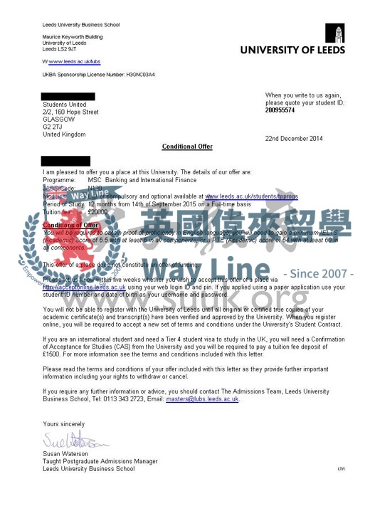 英國利茲大學銀行與國際金融碩士