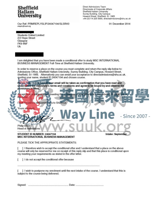 英國謝菲爾德哈勒姆大學國際商務管理碩士預科