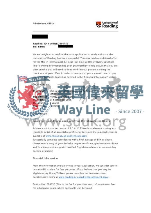 英國雷丁大學國際商務碩士