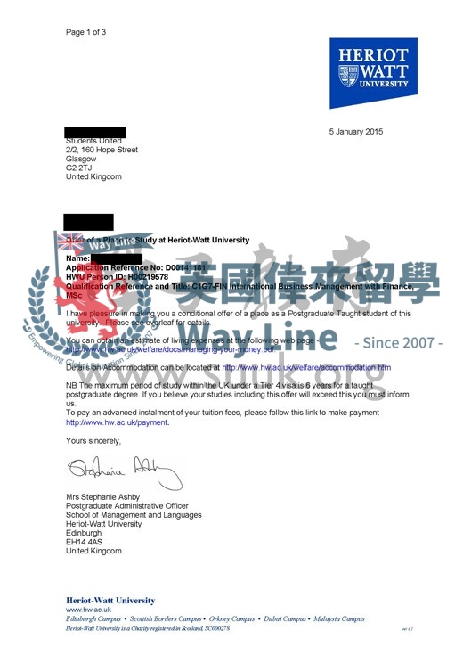 英國赫瑞瓦特大學國際商務管理和金融碩士