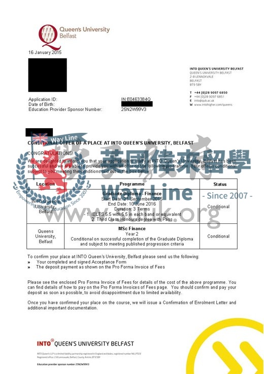 英國貝爾法斯特女王大學金融碩士預科