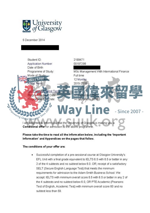 英國格拉斯哥大學國際金融管理碩士