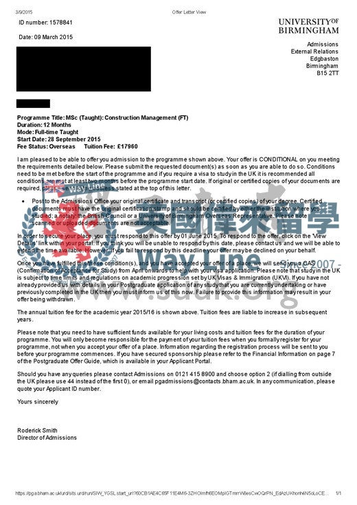 英國伯明翰大學土木工程管理碩士