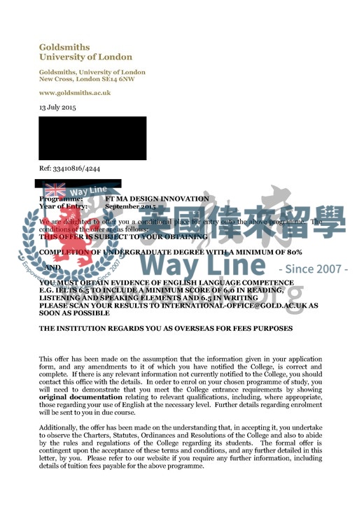 英國倫敦大學金史密斯學院設計與創新碩士