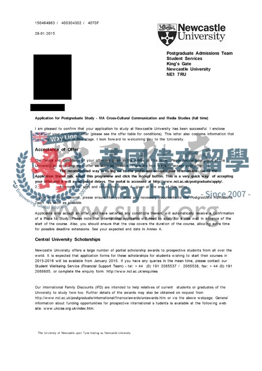 英國紐卡斯爾大學跨文化傳播和媒體研究碩士