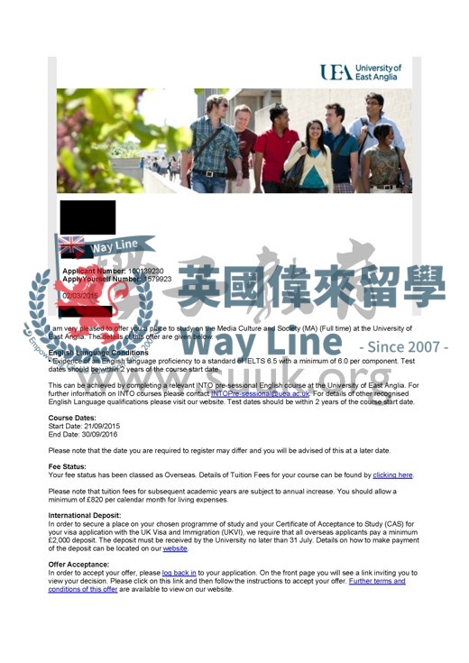 英國東英格利亞大學計算機媒體，文化和社會碩士