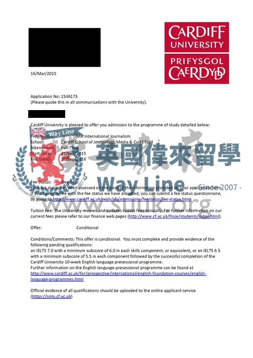 英國卡迪夫大學廣播新聞碩士