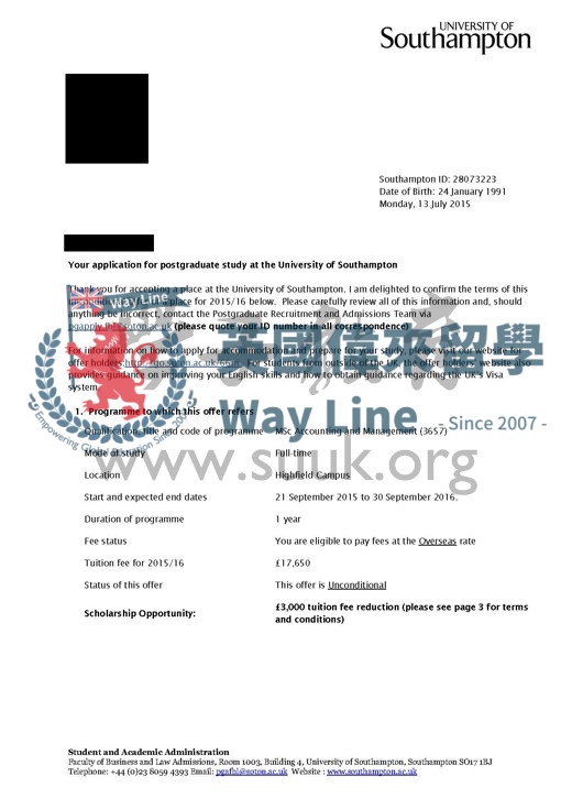 英國南安普頓大學國際商務金融碩士