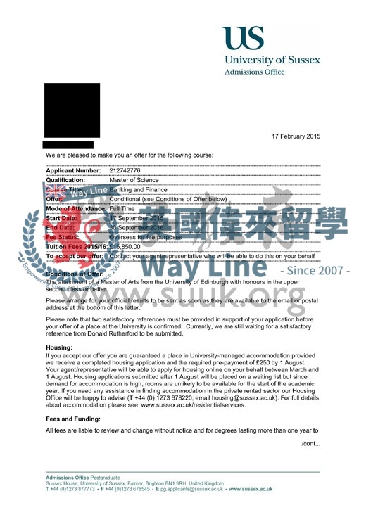 英國薩塞克斯大學銀行與金融碩士