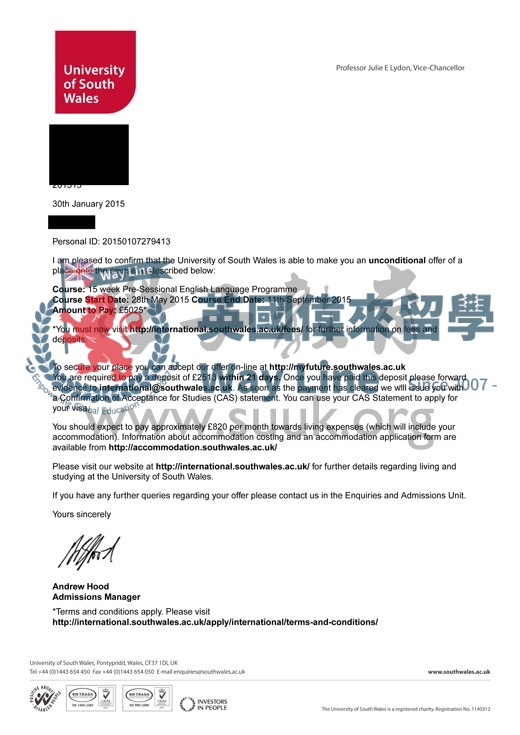 英國南威爾士大學15週會前英語