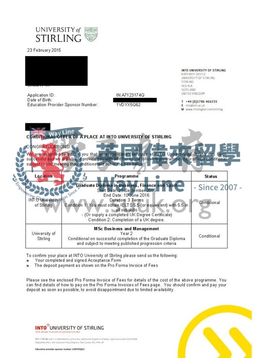 英國斯特林大學商務管理碩士預科