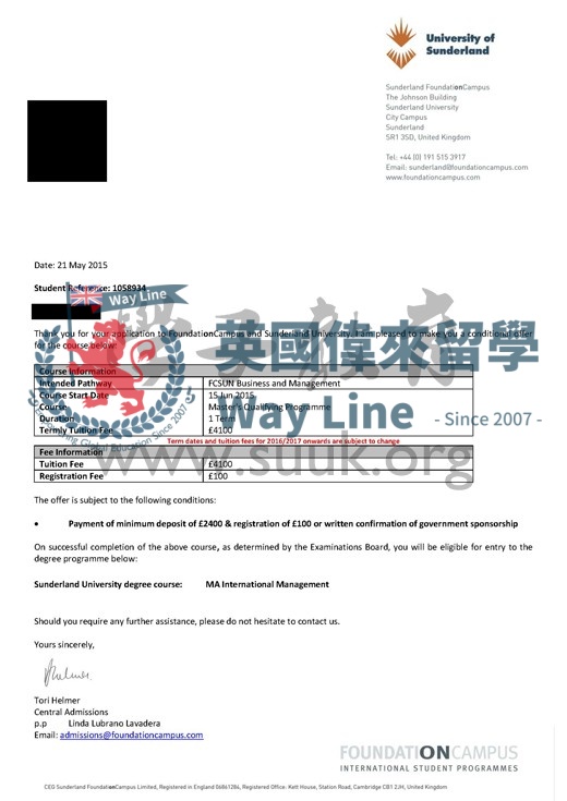 英國桑德蘭大學國際管理碩士預科