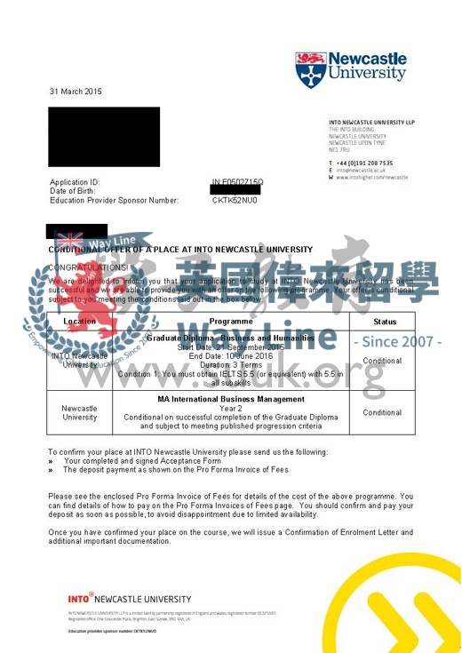 英國紐卡斯爾國際工商管理碩士預科