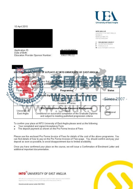 英國東英格利亞大學國際人力資源管理碩士預科