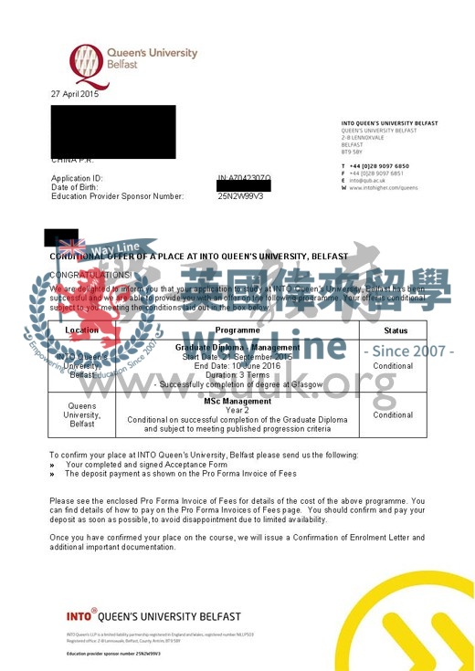 英國貝爾法斯特女王大學管理碩士預科