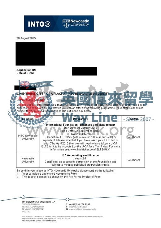 英國紐卡斯爾大學會計與金融本科預科