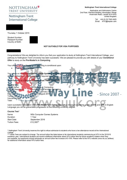 英國諾丁漢特倫特大學電腦遊戲系統碩士預科