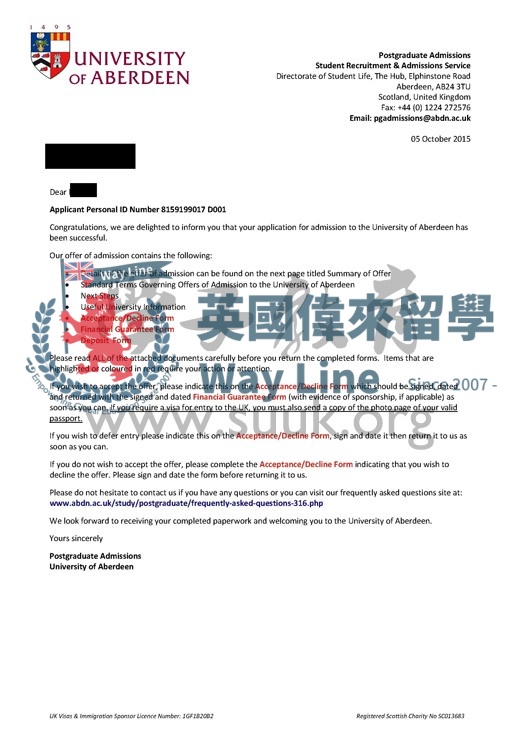 英國阿伯丁大學金融與投資管理碩士