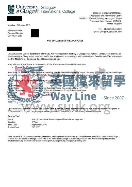 英國格拉斯哥國際會計與金融管理碩士預科