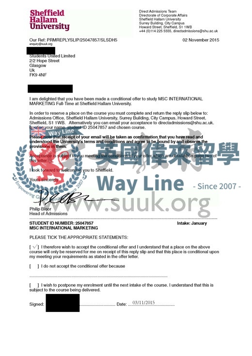 英國謝菲爾德哈姆大學國際市場營銷碩士