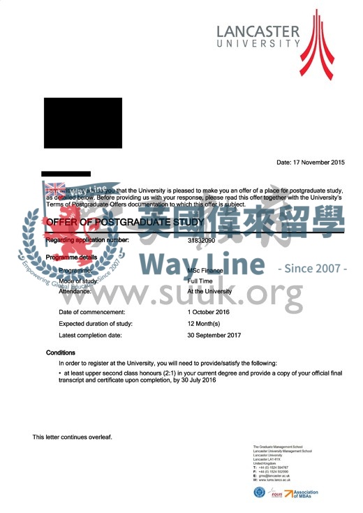 英國蘭卡斯特大學金融碩士