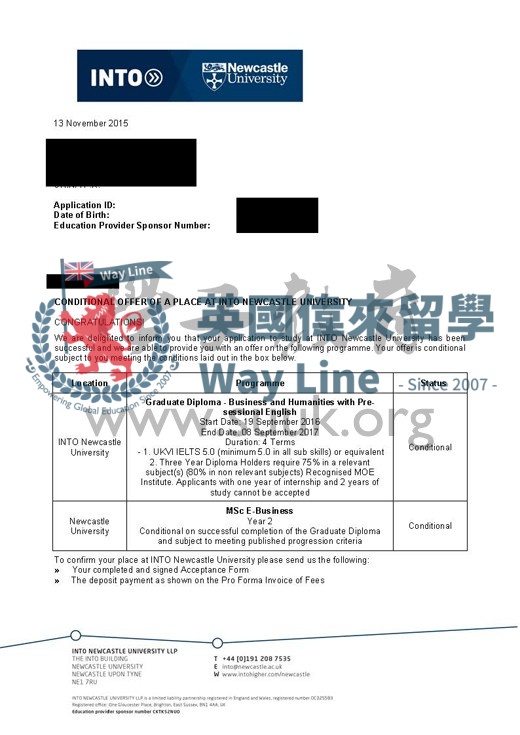 英國紐卡斯爾大學電子商務碩士預科