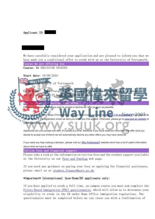 英國朴茨茅斯大學教育研究碩士