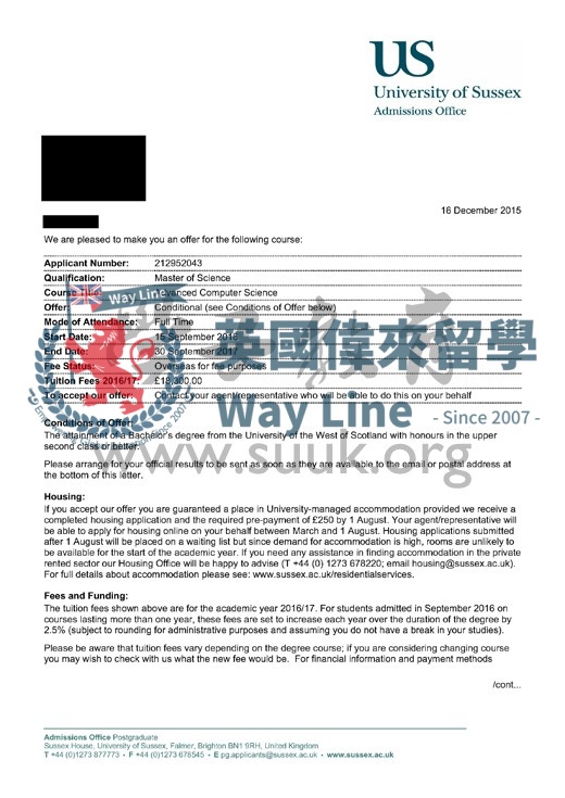 英國薩塞克斯大學高級計算機科學碩士