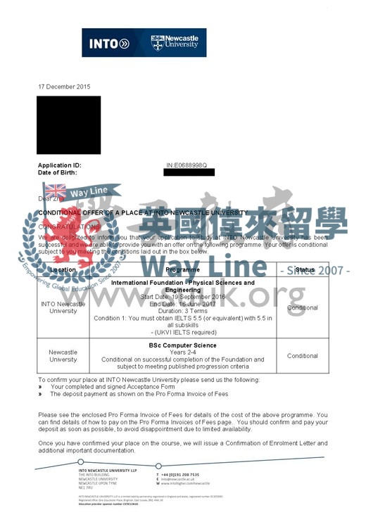 英國紐卡斯爾大學計算機科學學士