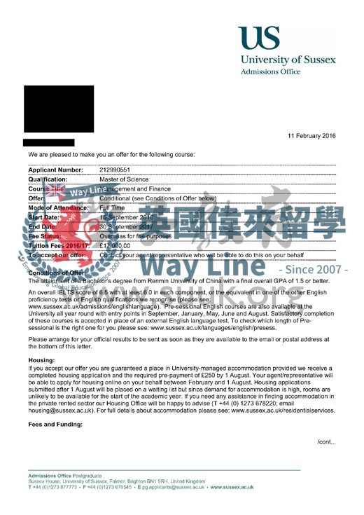 英國薩塞克斯大學管理與財務碩士